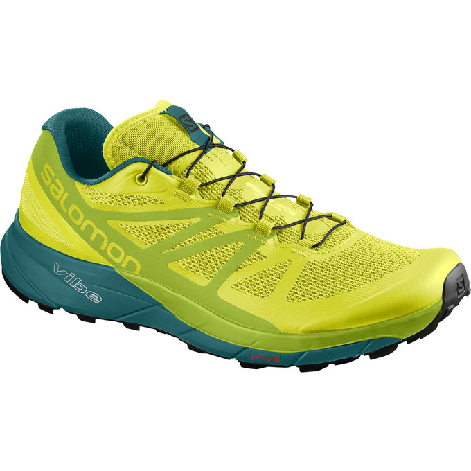 SALOMON SENSE RIDE Philippines - Men's Trail Running Shoes - Yellow/Green | 569072-FCT